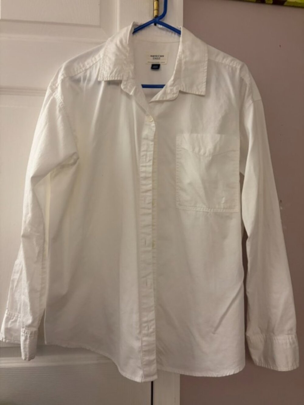 American Eagle White Button Down Shirt Sz M